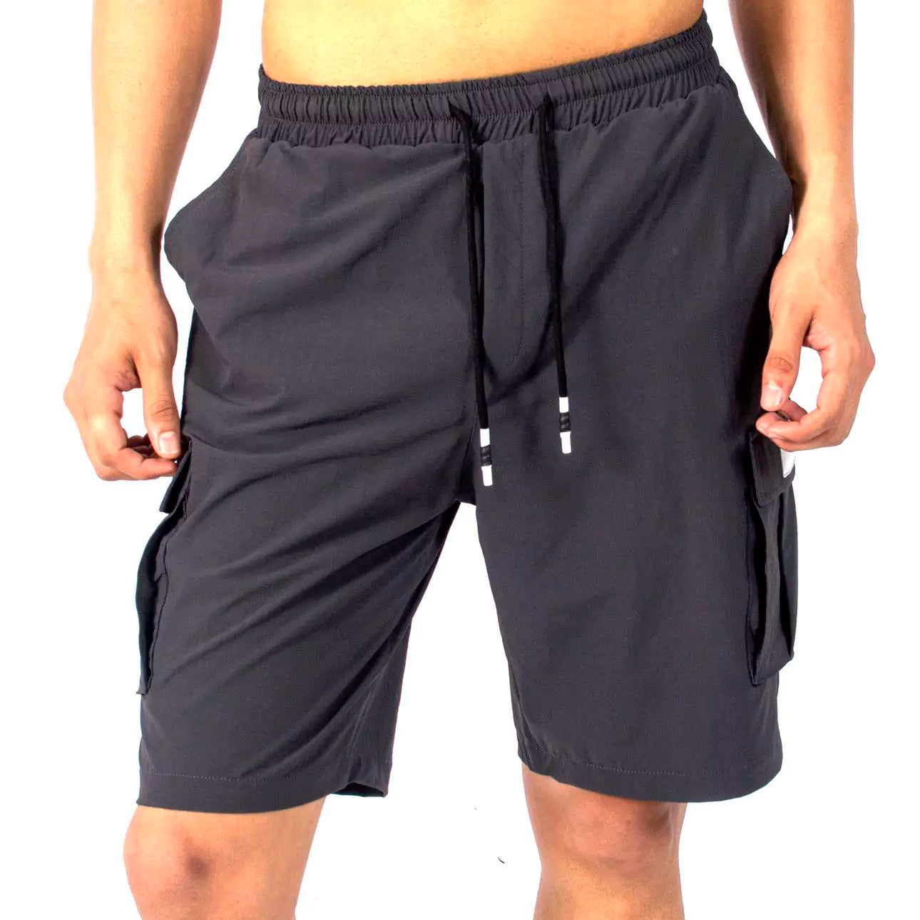 Solid Classic Cargo Shorts Stretchable and Comfortable Wrinkle Shorts