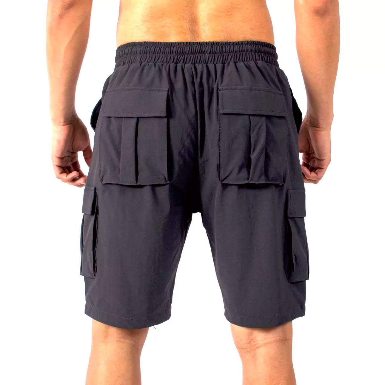 Solid Classic Cargo Shorts Stretchable and Comfortable Wrinkle Shorts