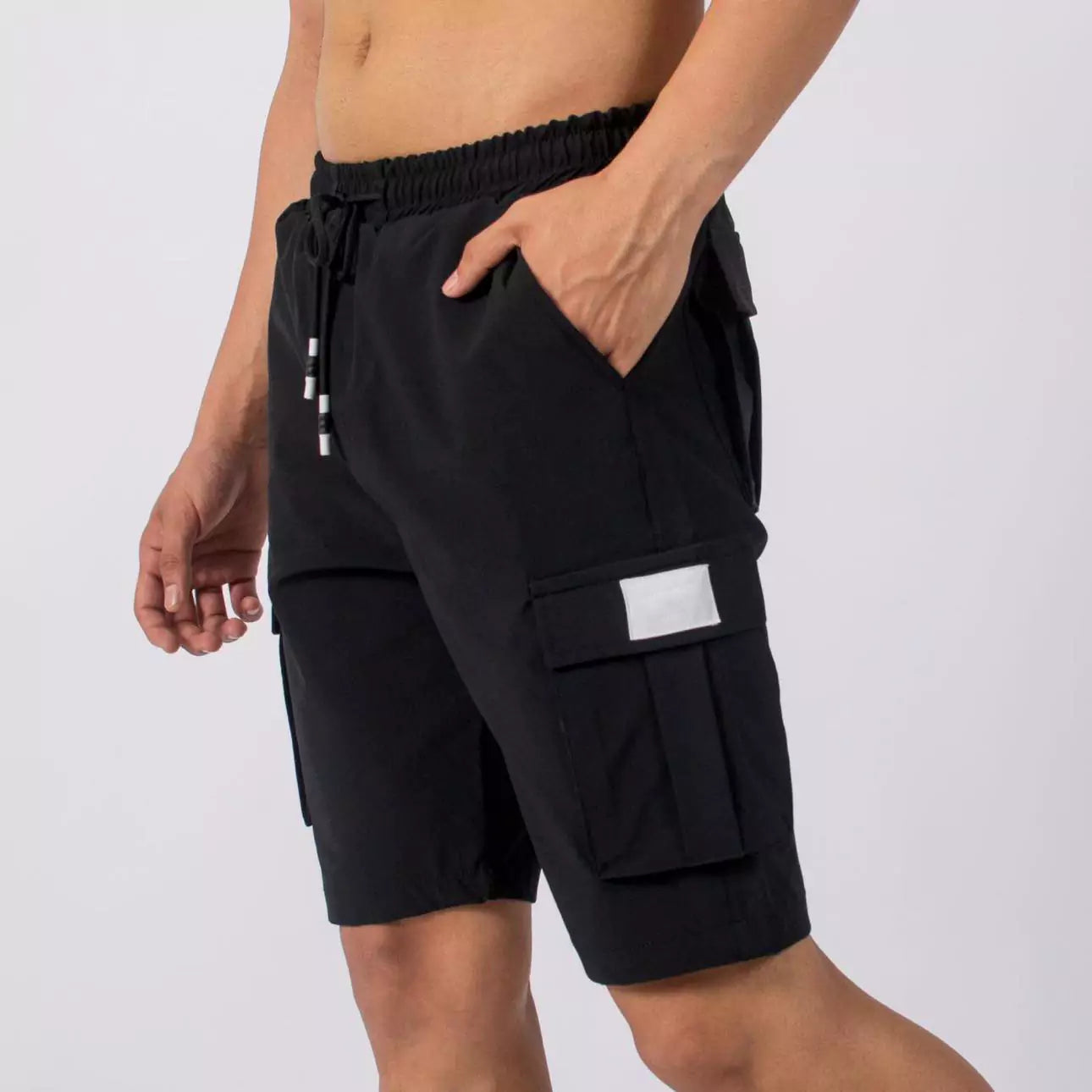 Solid Classic Cargo Shorts Stretchable and Comfortable Wrinkle Shorts