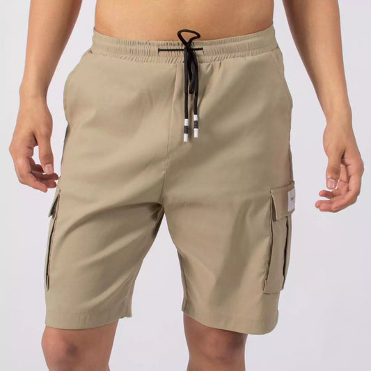 Solid Classic Cargo Shorts Stretchable and Comfortable Wrinkle Shorts