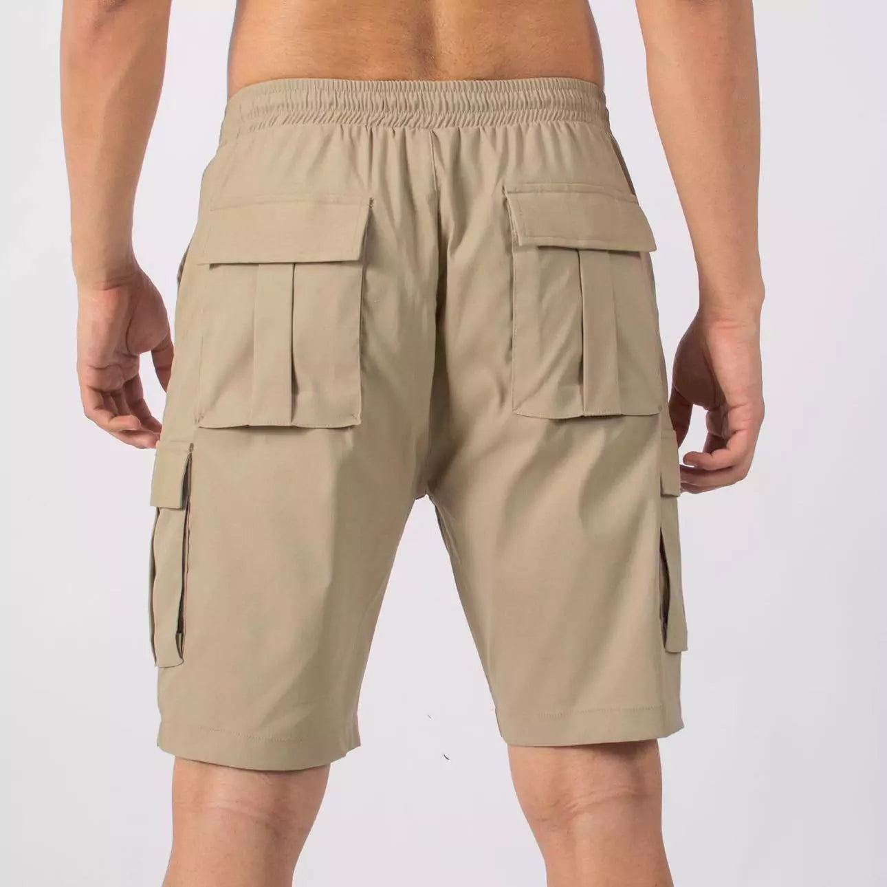 Solid Classic Cargo Shorts Stretchable and Comfortable Wrinkle Shorts