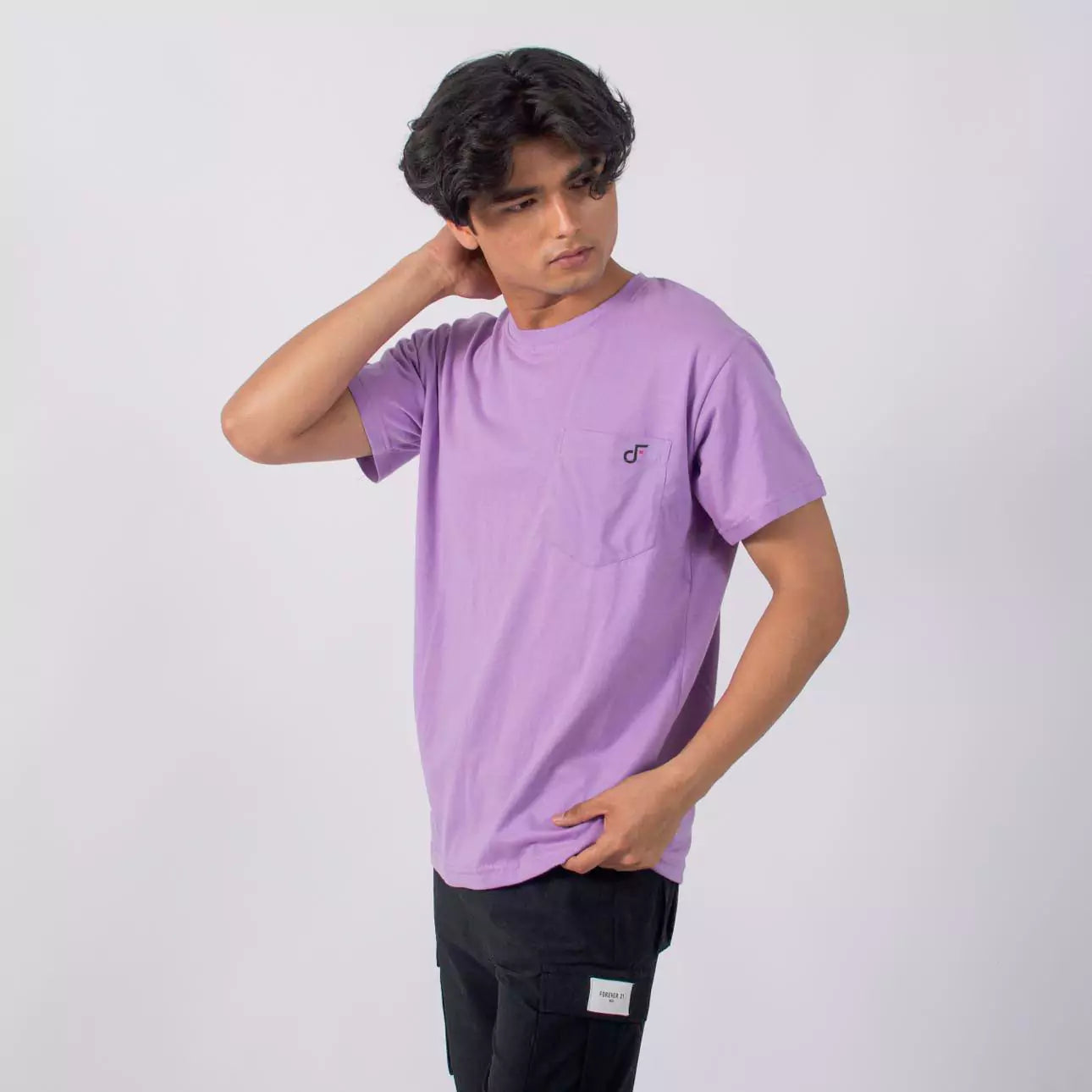 Relaxed Pocket Crew Solid Plain T-shirt