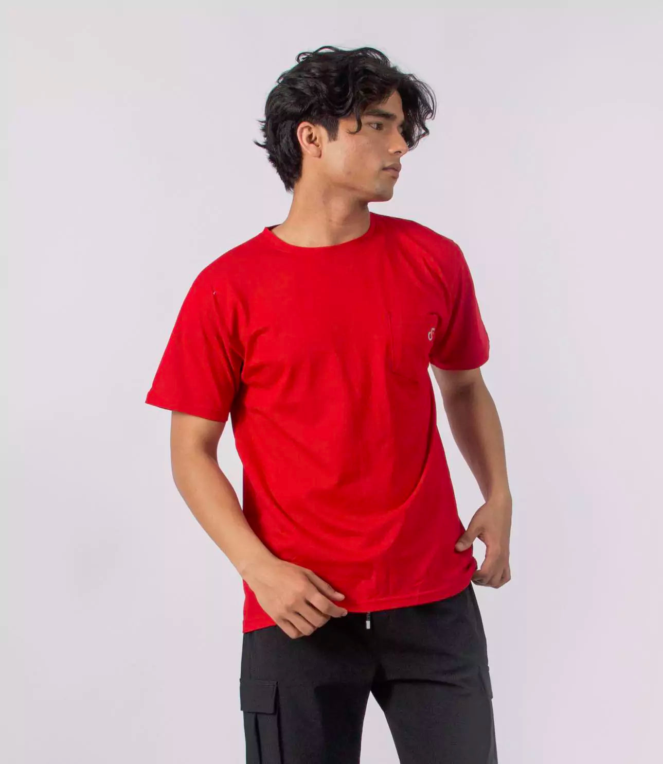 Relaxed Pocket Crew Solid Plain T-shirt