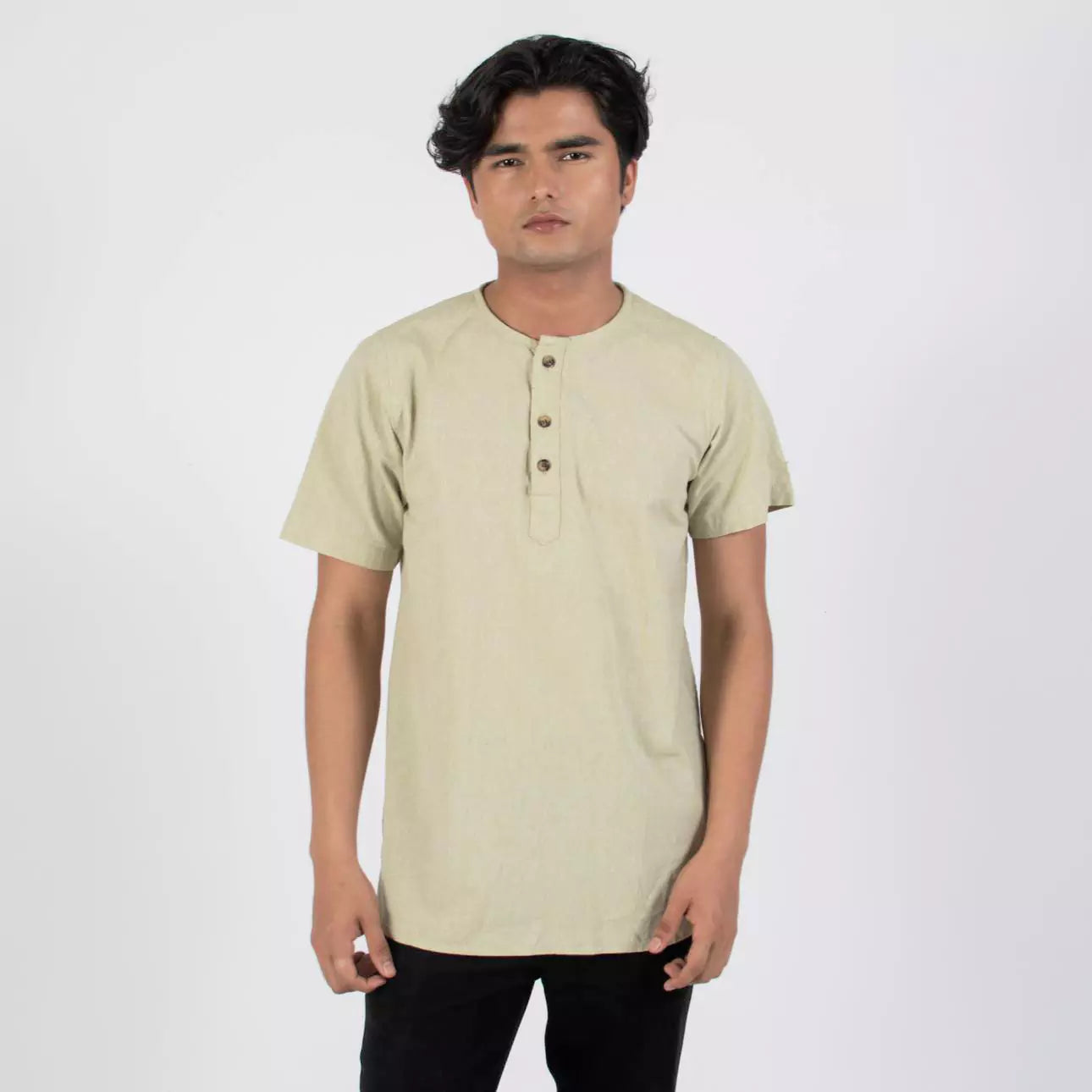 Summer Cotton Half Botton Shirt