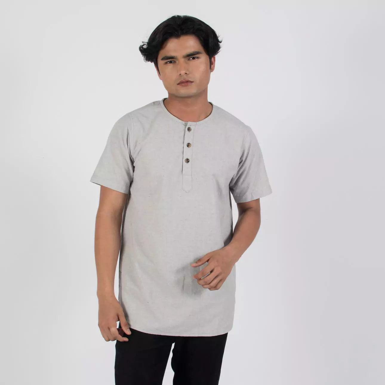 Summer Cotton Half Botton Shirt