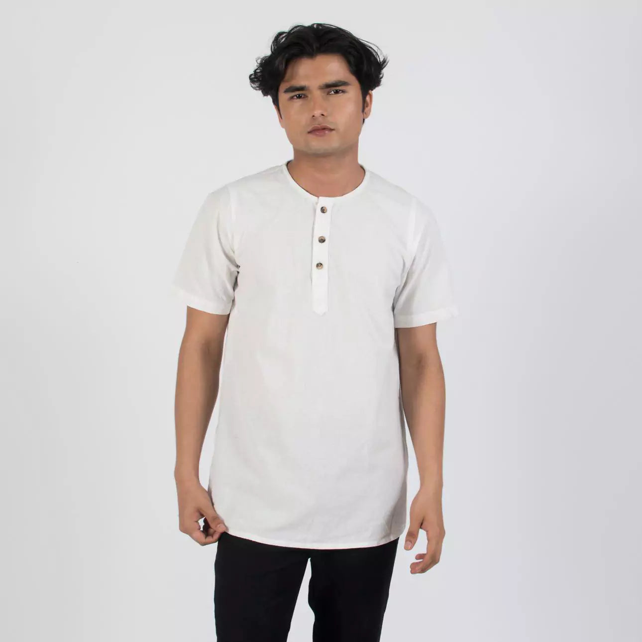 Summer Cotton Half Botton Shirt