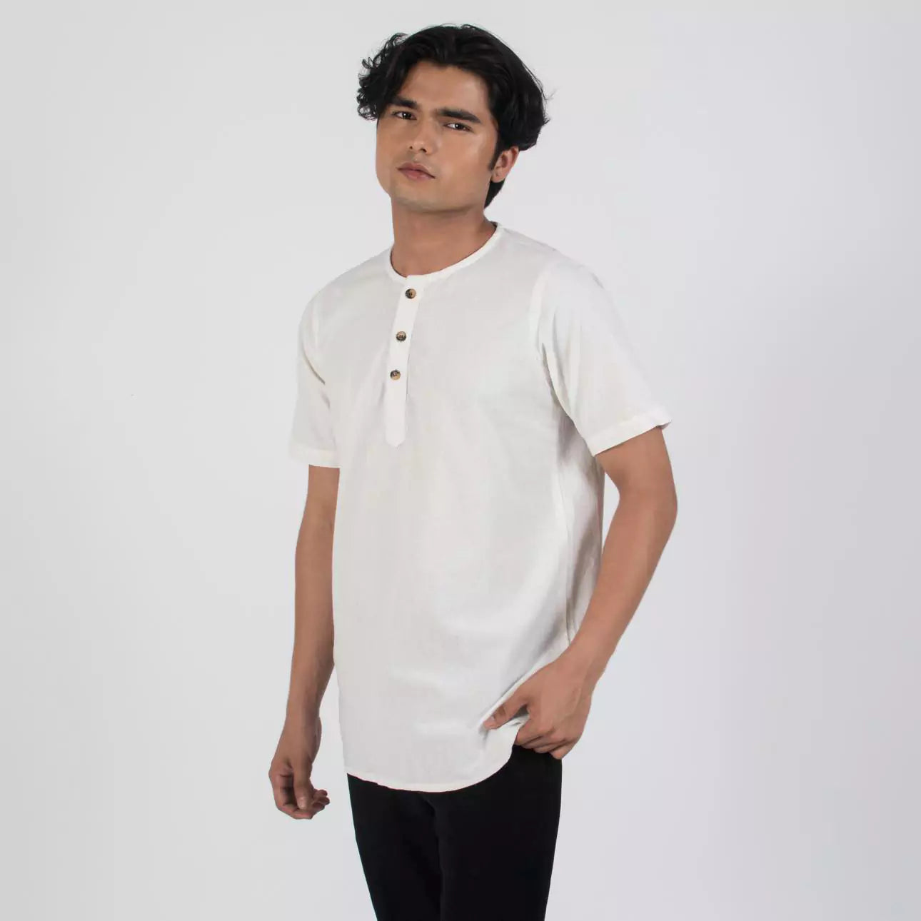 Summer Cotton Half Botton Shirt